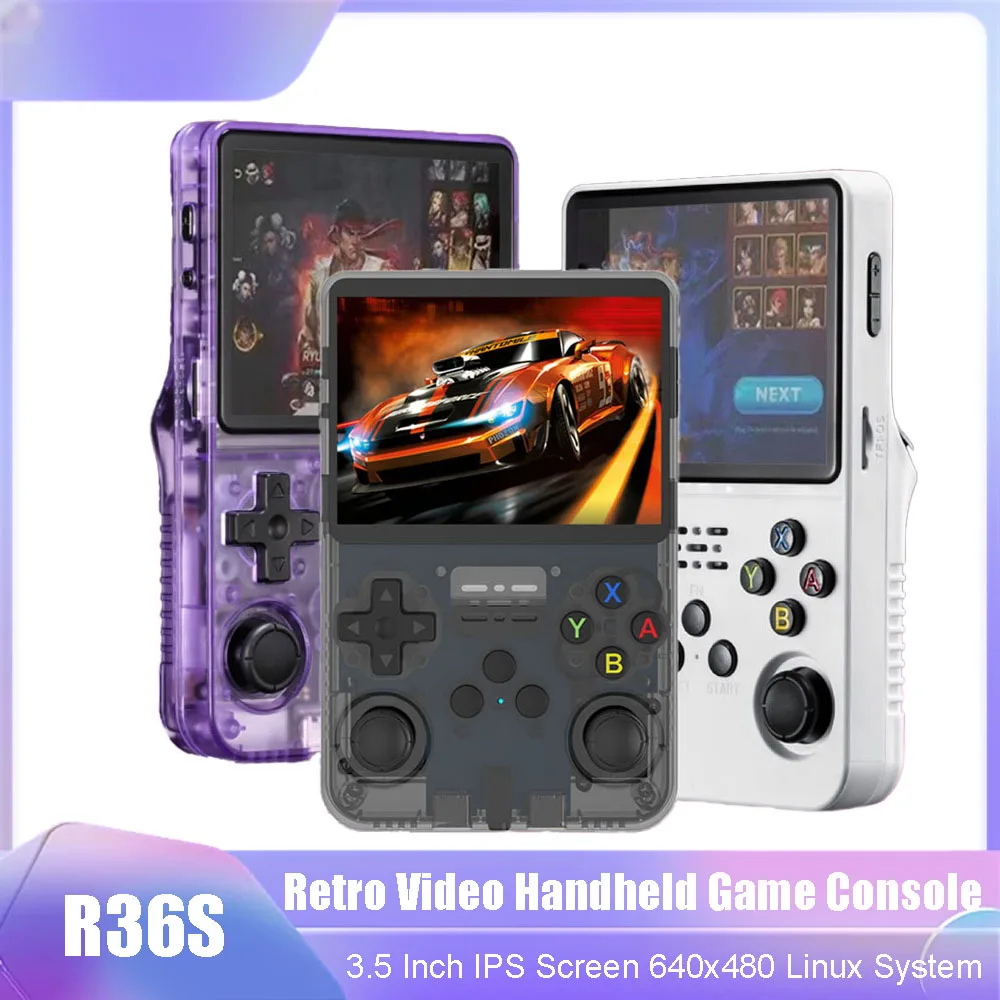Console di gioco portatile retrò R36S Schermo IPS da 3,5 pollici Sistema Linux Mini lettore video portatile Emulatore di gioco classico 128G