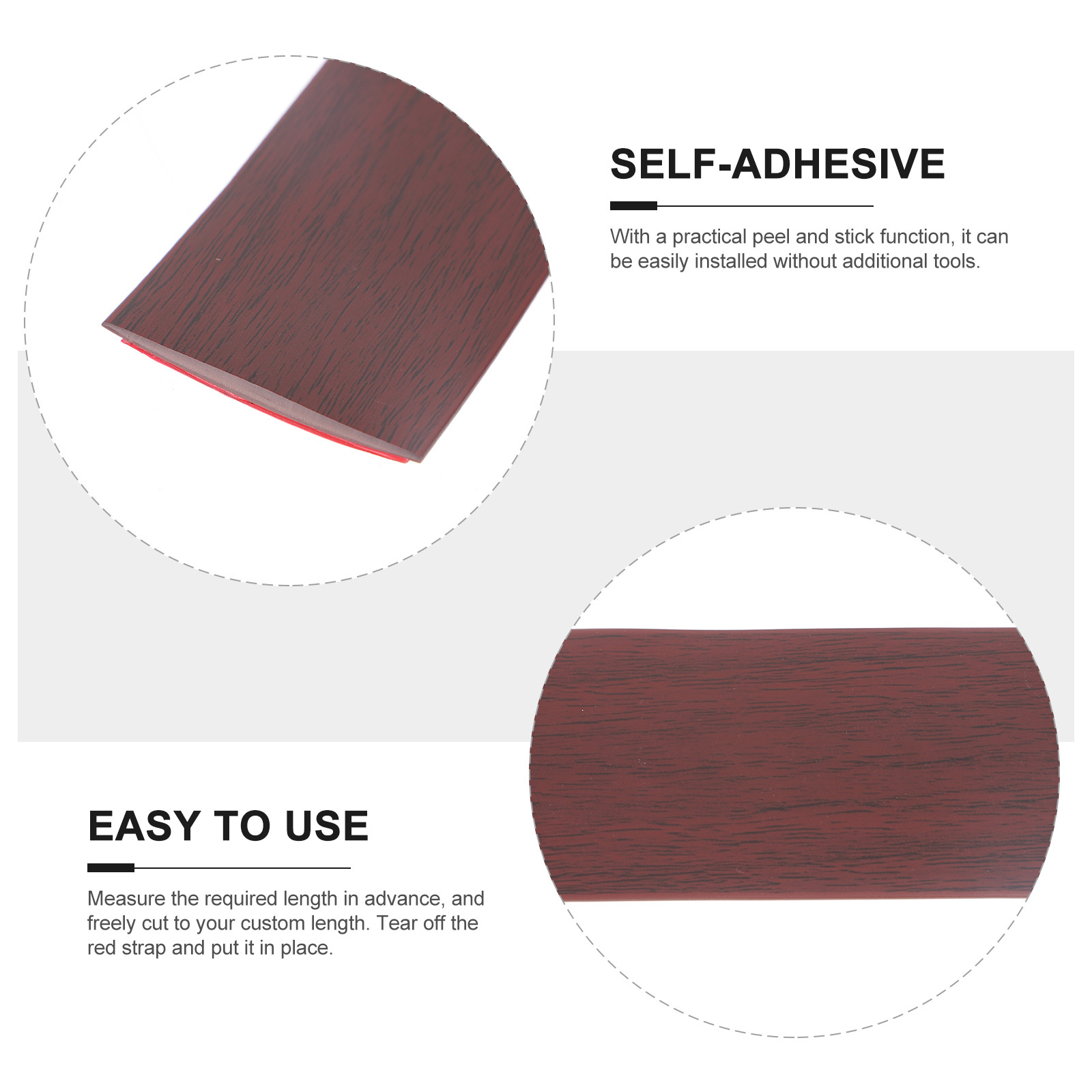 Tira de transição de piso flexível, limiar autoadesivo de 110cm para portas, piso de madeira laminado, reparo de carpete, guarnição, borda de azulejo