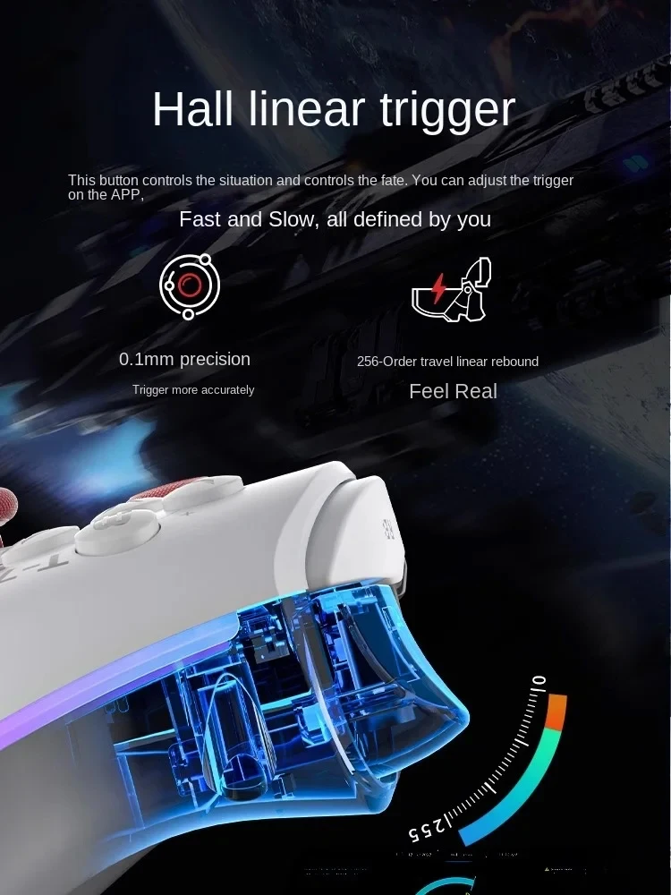 스위치/PC/iOS 다중 플랫폼 연결 RGB Esports 조명 효과용 무선 Bluetooth 컨트롤러 홀 선형 트리거