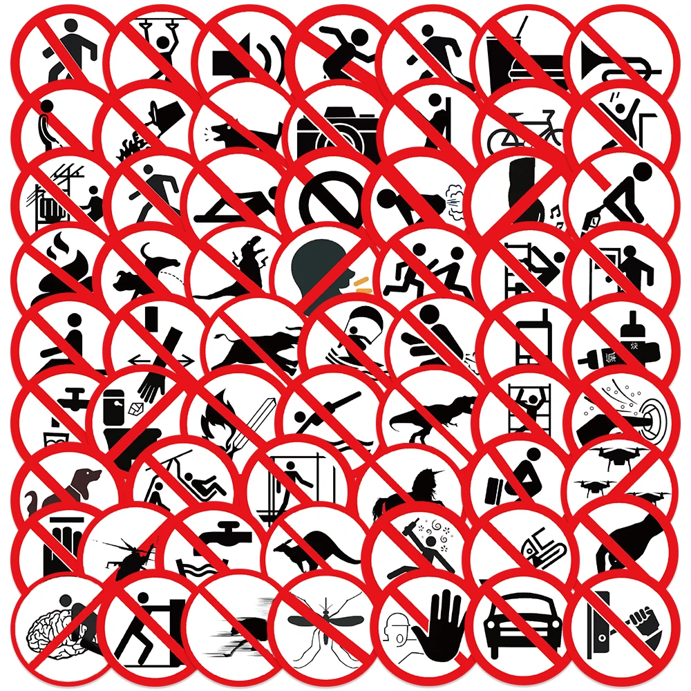 62 pezzi di divertenti adesivi di avvertimento per bagagli, quaderni, chitarre, skateboard e adesivi graffiti in PVC impermeabili