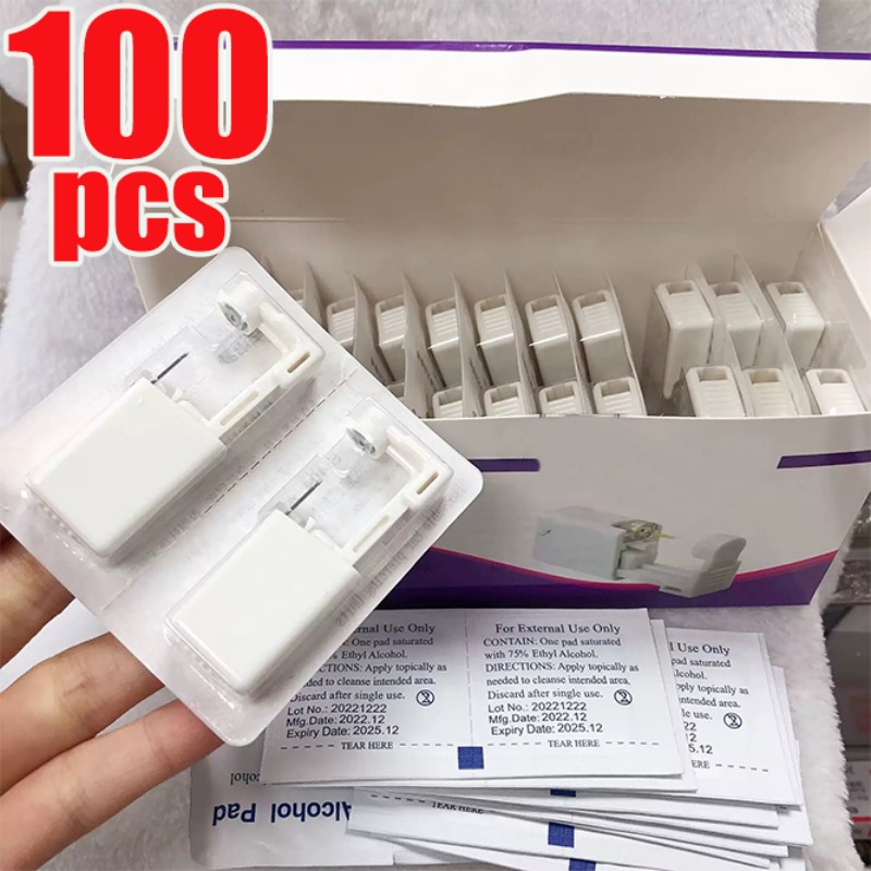 Sicherheit Ohr Piercing Gun Kit Frauen Männer Einweg Weiß Kunststoff Sterile Ohr Piercing Gerät Einfache Mode Schmuck Piercing Werkzeuge