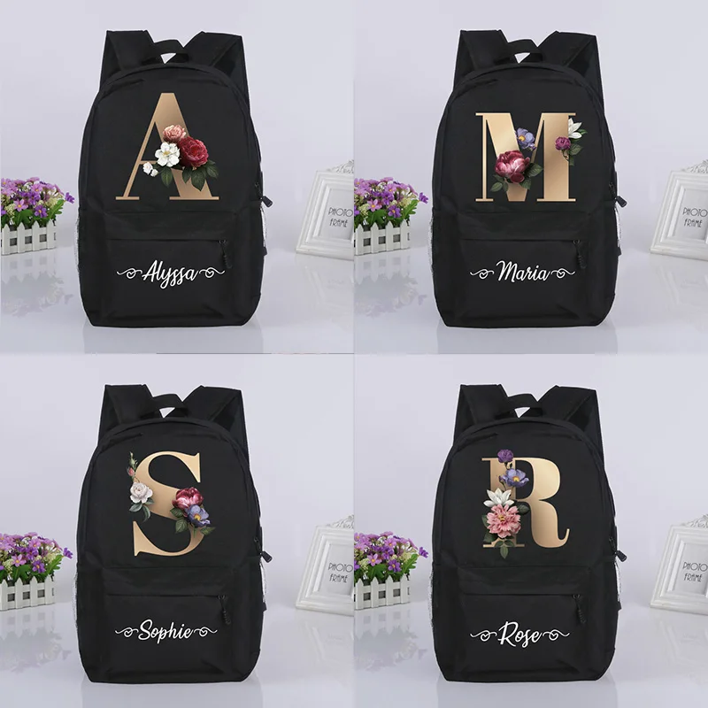 Cá Tính Chữ Trường Nữ Sinh Túi Tùy Chỉnh In Tên Ba Lô Mẫu Giáo Schoolbag Thiếu Niên Trẻ Em Daypack Quà Tặng