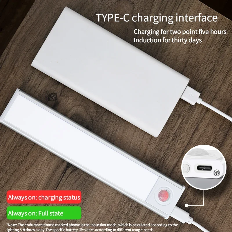 10-60 ซม.LED Ultra Thin Lights Motion Sensor night light ไร้สายภายใต้ตู้ไฟสําหรับห้องครัวตู้เสื้อผ้าตู้