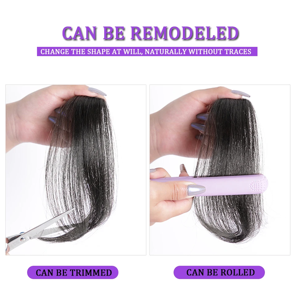 Peluca con flequillo, extensiones de cabello con flequillo sintético para mujer, parte media, postizo con flequillo de dos lados, extensiones con Clip, cabello invisible