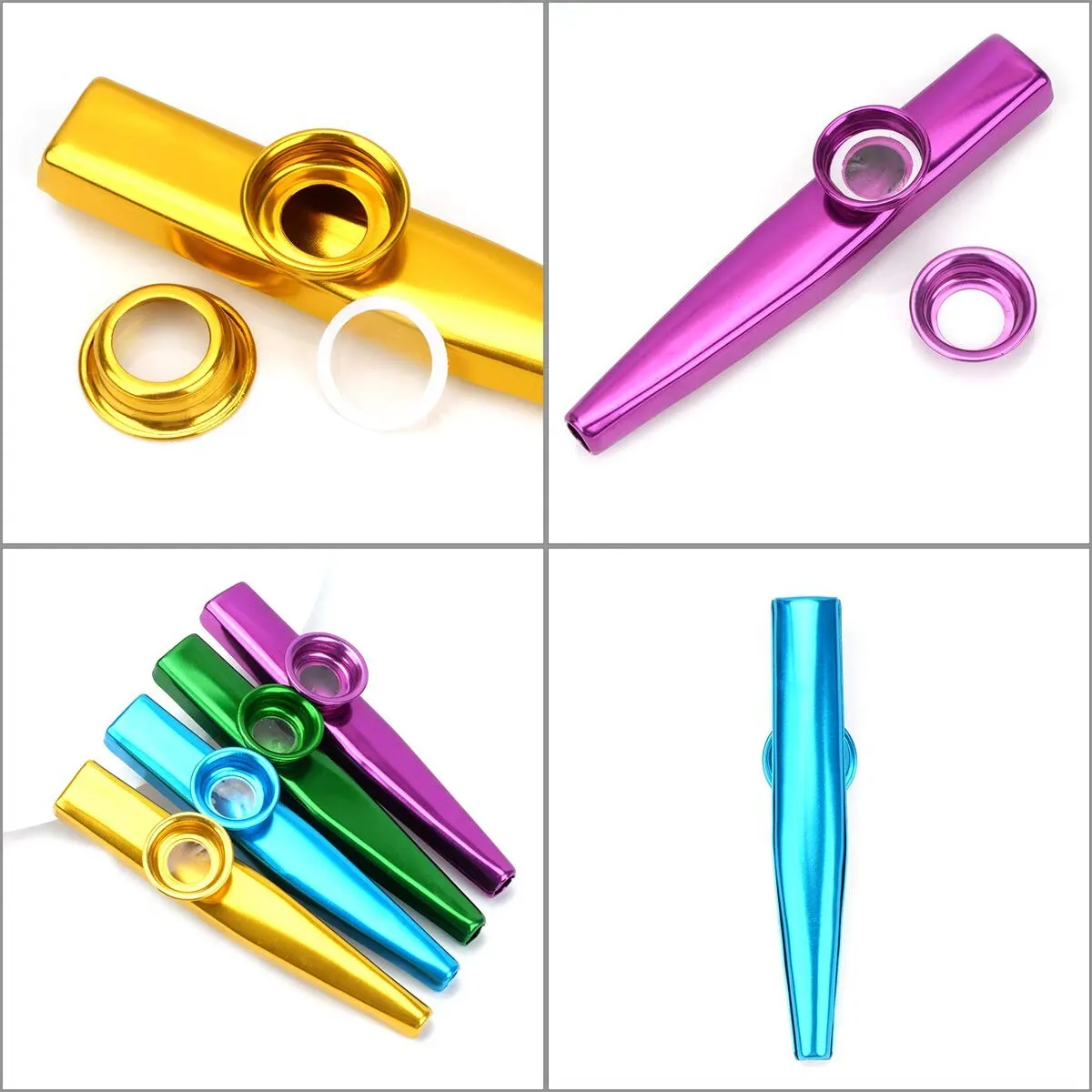 Kazoo Argento Lega di alluminio con membrana Flauto Bocca a membrana Strumenti musicali Kazoos