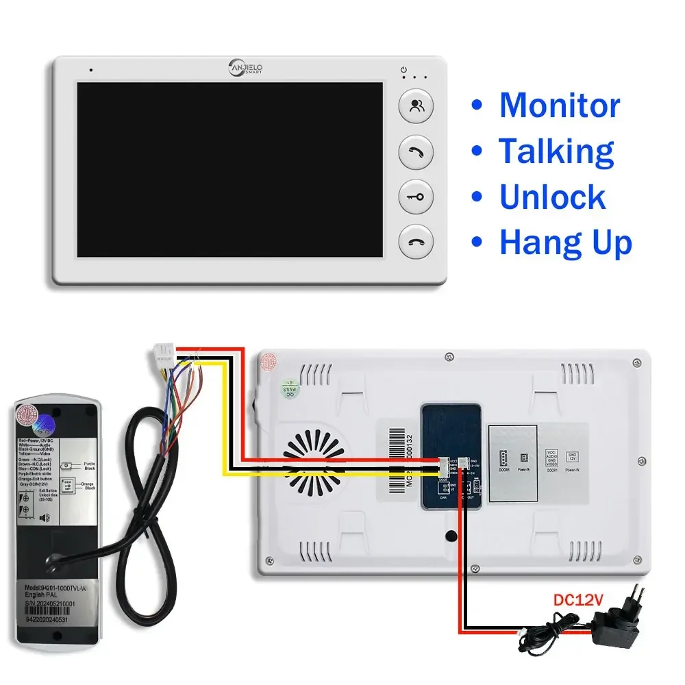 Sistema de intercomunicação com campainha de vídeo de 4 polegadas com fio para telefone de entrada de vídeo doméstico IP65 campainha de metal externa 1000TVL preço super baixo