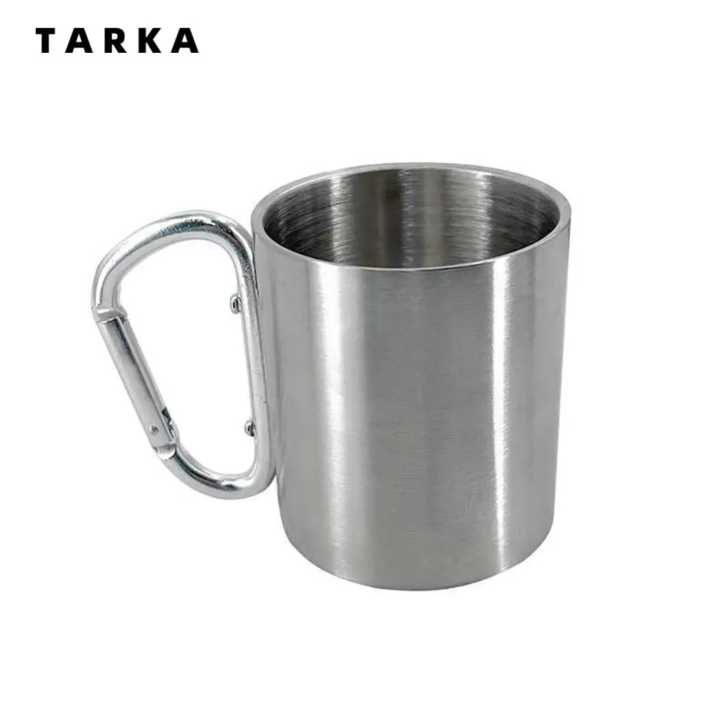TARKA Camping ถ้วยน้ําปุ่ม 220/300ml One Person ถ้วยน้ําสแตนเลส Mountaineering Camping Picnic Tableware