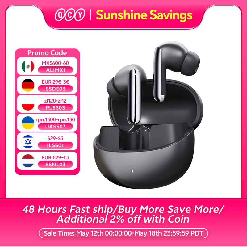 QCY MeloBuds Pro ANC Bluetooth 5.3 Earphones Wireless 46dB Hybrid ANC Hi-Res LDAC Earbuds 6 Mic Headphones 34H in-Ear Detection