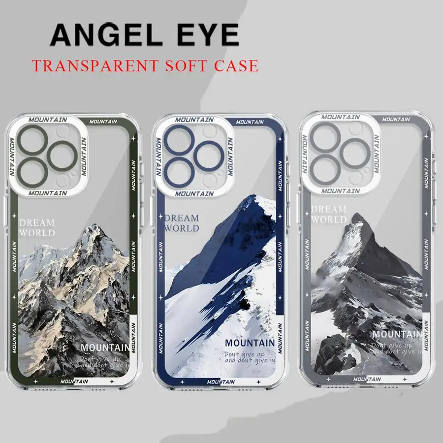 Casing ponsel gunung salju, untuk Apple iPhone 15 16 Pro XS Max 13 14 Plus XR SE 7 8 12 11 Pro plus Matte