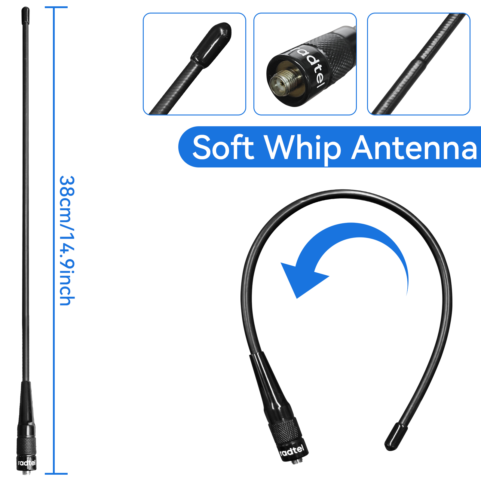 Air Aviation Band Flex Whip Antenne 108–136 MHz für Radtel RT-880 Rt-4D Rt-470 Rt-900 Rt-860 Rt-890 Rt-470X Rt-920 und mehr