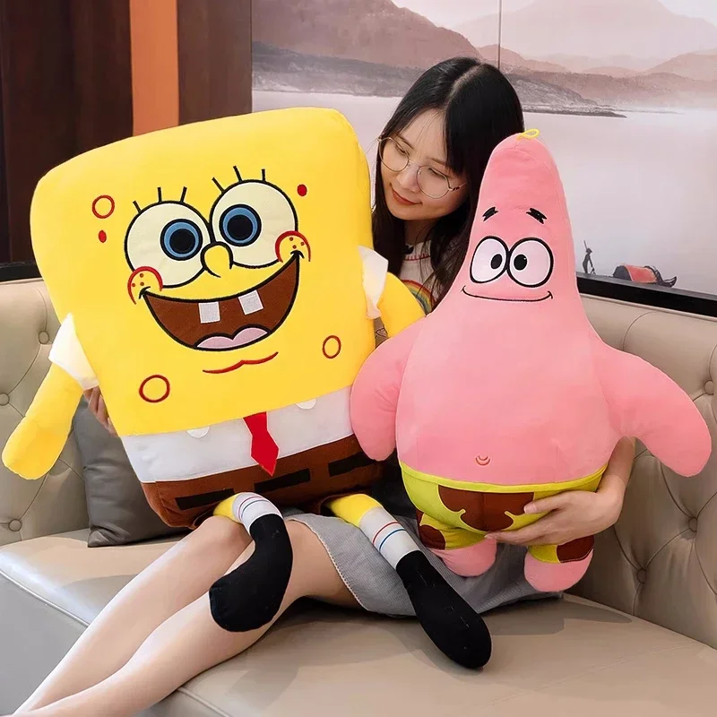 ขนาดใหญ่น่ารัก SpongeBob Patrick Star Plush ของเล่นนุ่มมาก Hug หมอนตุ๊กตาการ์ตูนอะนิเมะ Plushies Kawaii ตุ๊กตา Xmas ของขวัญ