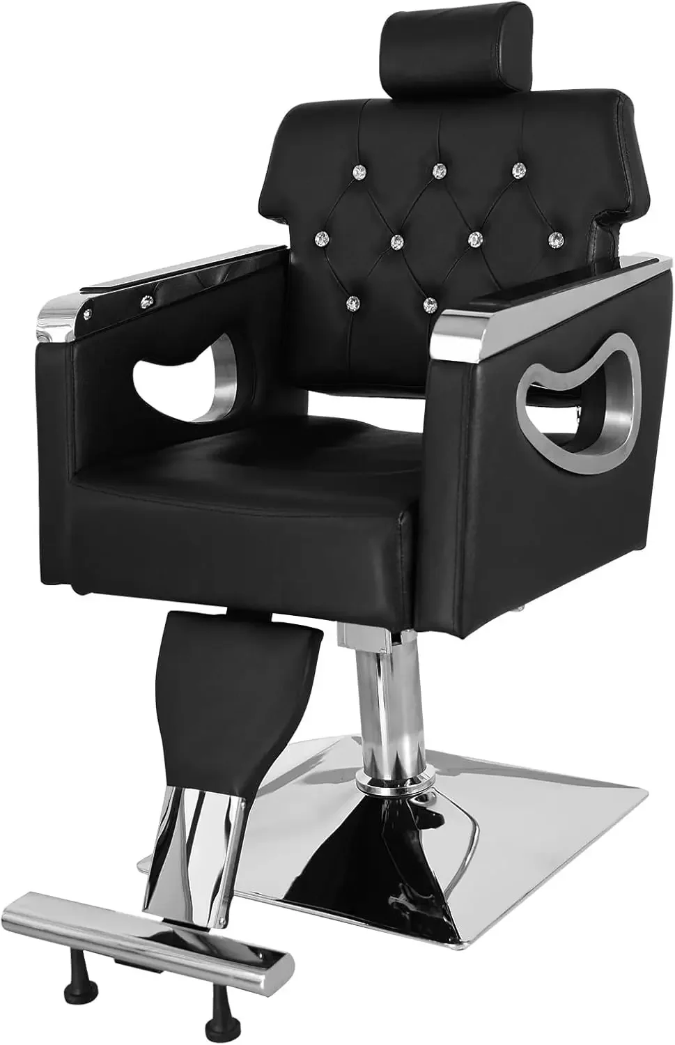 Heavy Duty Reclining Barber Chair, Styling Salon Chair with Headrest and Footrest, 360° Swivel, Height Adjustable