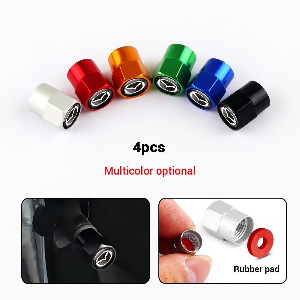 4 Uds. Tapas de cubierta de válvula de neumático de rueda de aleación de aluminio de estilo de coche accesorios de automóvil para Mazda CX-3 Bk CX-5 MS Speed 5 6 2 3 CX30 MX-5