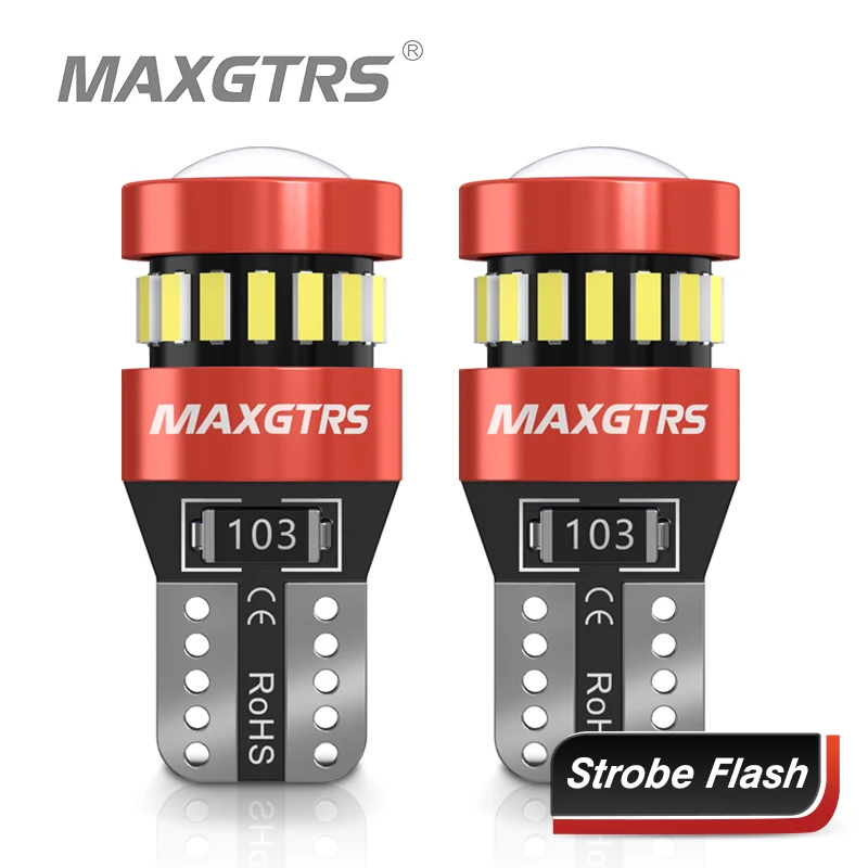 2x Flash estroboscópico W5W T10 bombillas LED Canbus luces de separación de cuña de estacionamiento de coche blanco rojo amarillo hielo azul lente sin Error 12V
