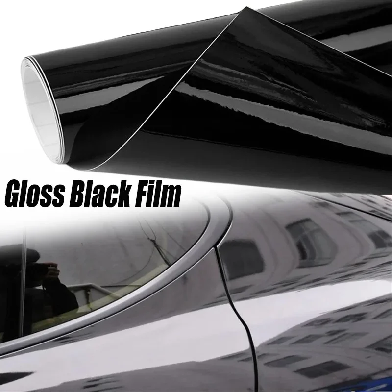 GLOSS Black รถฟิล์มไวนิลห่อสติ๊กเกอร์กาวสติกเกอร์รถจักรยานยนต์จักรยานอัตโนมัติผิวสีเปลี่ยนภาพยนตร์ 150*50 ซม.