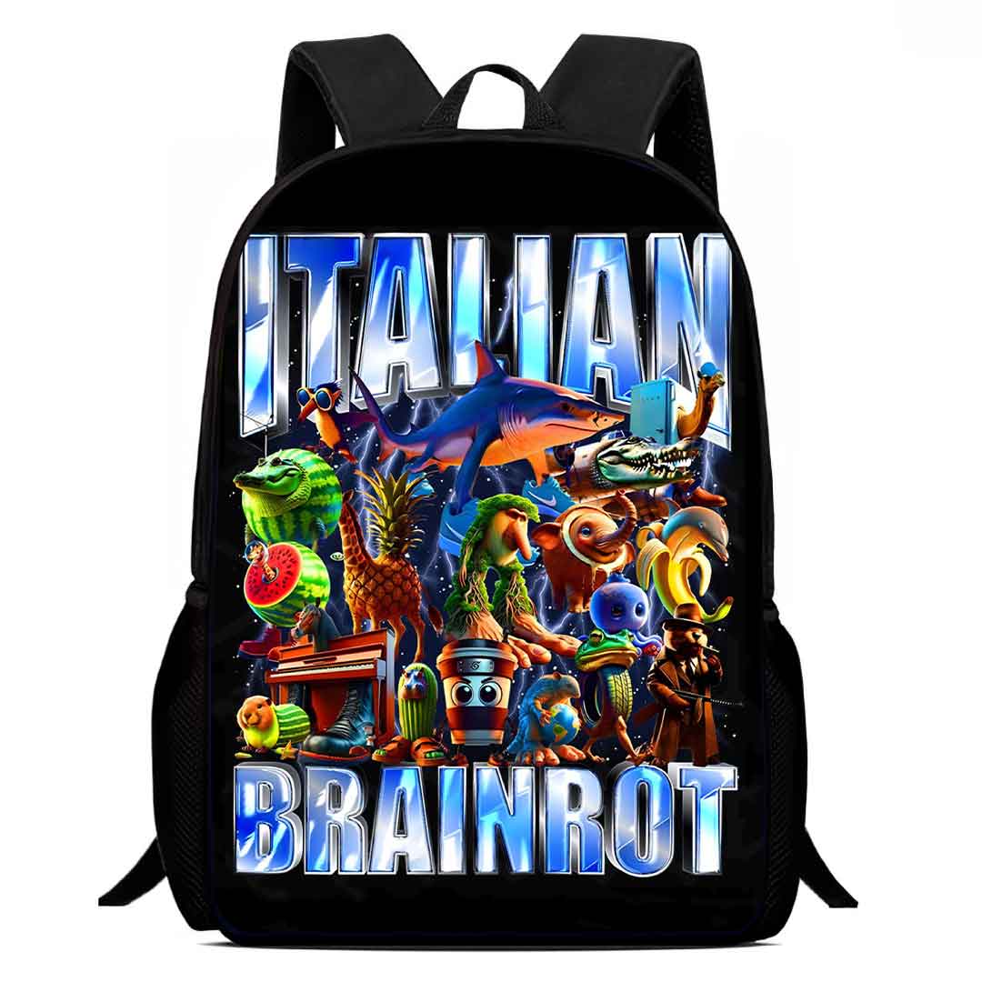 Kinder Cartoon Brainrot Rucksäcke Jungen und Mädchen Student Geburtstagsgeschenk Kind Schultaschen Große Kapazität Camping Langlebiger Rucksack