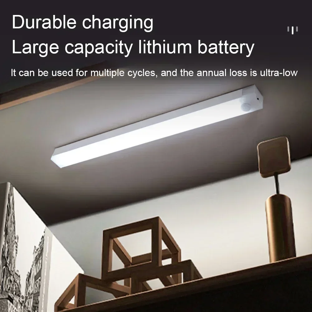 Luz noturna com sensor de movimento, lâmpada led sem fio usb tipo c recarregável para armário de cozinha, quarto, guarda-roupa, escada, iluminação