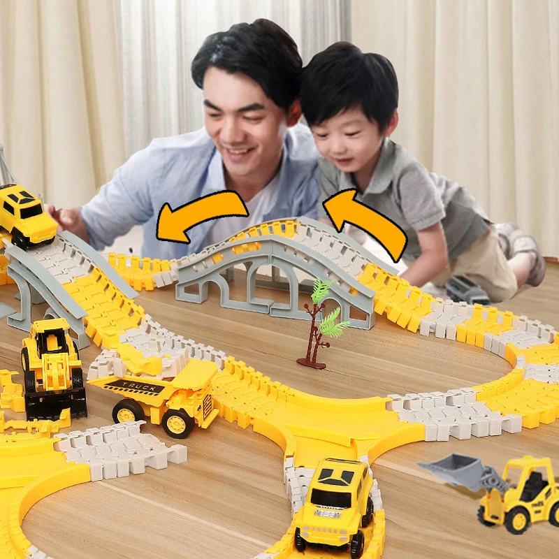 333 個 DIY レース柔軟な鉄道レーシングプレイゲームセットトラックレールカーおもちゃ子供ベンド電子教育マジックブレイン