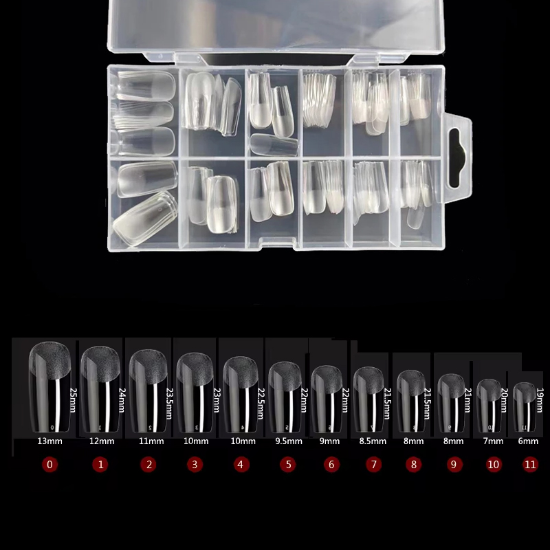 120 เล็บปลอม Semi-Frosted CLEAR โลงศพเล็บปลอมเคล็ดลับกดบนเล็บ Soak Off เล็บเต็มรูปแบบแคปซูลสําหรับขยาย