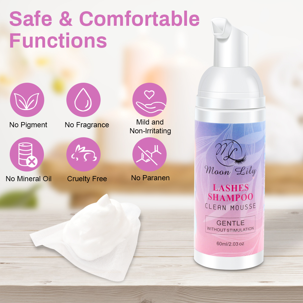 Moonlily 60Ml Mi Dầu Gội Nhẹ Nhàng Làm Sạch Lông Mi Ghép Nối Dài Lông Mi Mousse Xốp Mi Chuyên Dụng Bụi