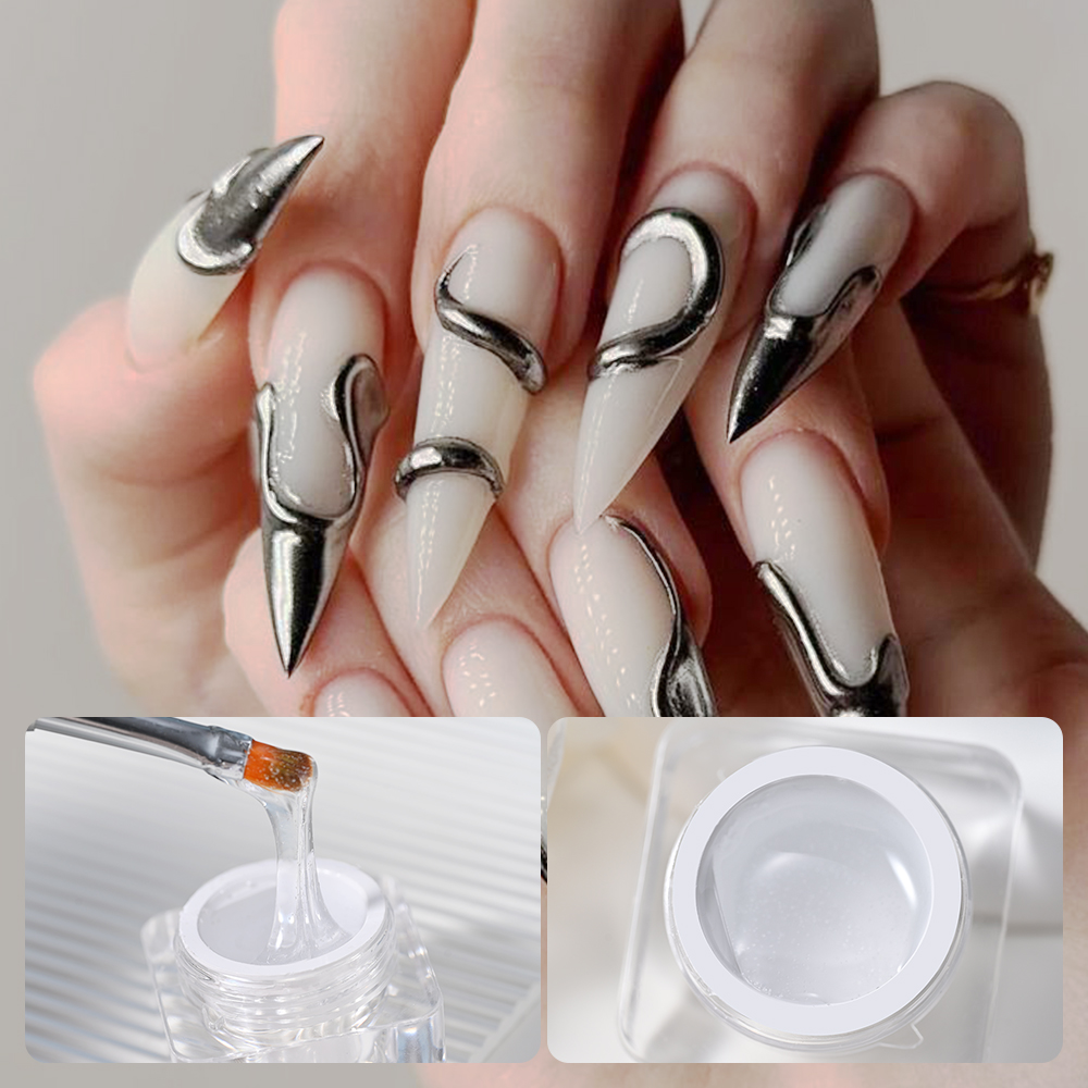 Semi-solid Magic Mirror Powder Modeling Gel 3D Tranparent Phototherapy Nail Art Glue Multifunctional Glue Soak Off UV Manicure8g