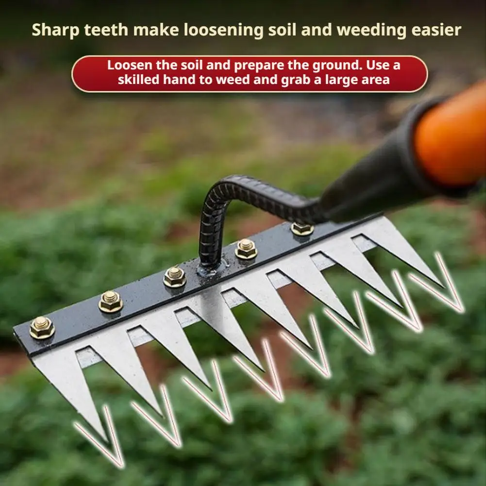 5/6/7/8 ฟัน Garden Hand Rake เครื่องมือฟาร์ม Weeding Scarifier การเกษตรเล็บ Harrow โลหะ Harrow สวน WeedingTool