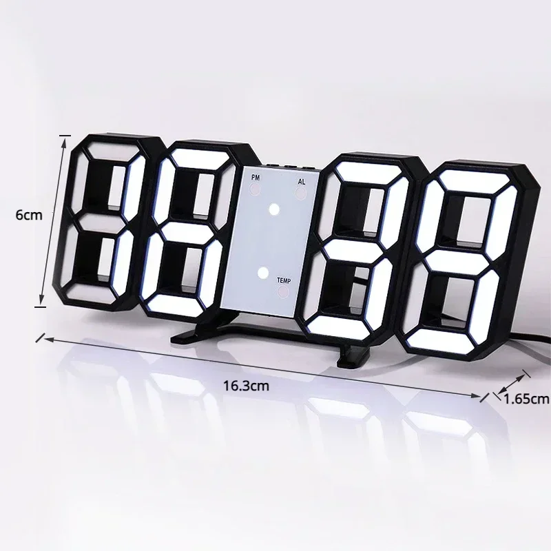 Reloj Digital LED 3D, decoración de pared, modo nocturno brillante, decoración para dormitorio, reloj electrónico ajustable, decoración de habitación, estética