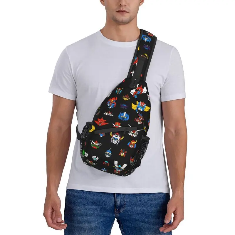 Tas Punggung Selempang Logo Robot Ufo Kasual Tas Tangan Pria Goldorak Grendizer Mazinger Z Bahu Dada untuk Perjalanan