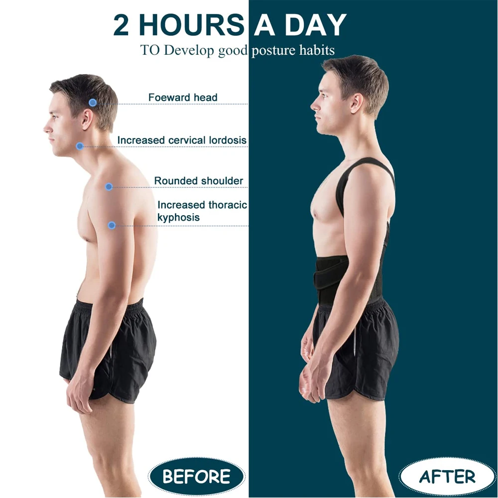 1 ชิ้นปรับกลับรั้งท่าทางสําหรับผู้หญิงผู้ชาย - Breathable Back Support Straightener, ให้ความเจ็บปวดจากเอว, คอ, ไหล่