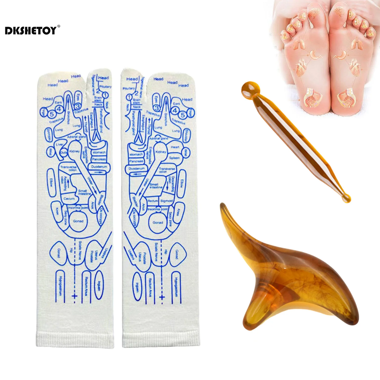 1 Juego de calcetines de punto de acupuntura para masaje de pies, masajeador de relajación muscular, calcetines para aliviar los pies cansados, calcetín de reflexología, herramienta de punto de pie