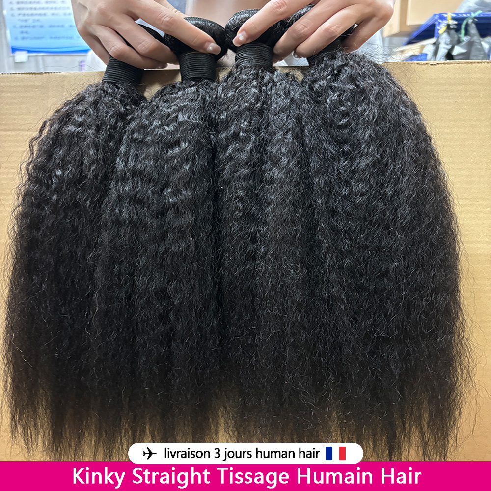 12A Kinky Straight Tissage Humain Haïr 20 22 24 Tissage Lot Brésilien Yaki Straight 100 Humain Hair Tissage Kinky Straight Meche Bresilienne Cheveux Humain Kinky Tissage Bouclé Cheveux Humain Livraison 3 Jours France