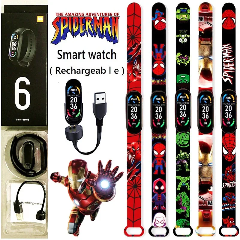 Disney Spiderman Iron Man  Smart Watch Sports Electronic Heart Rate Pressure Blood Pedometer Rechargeable Music Sleep Monitoring