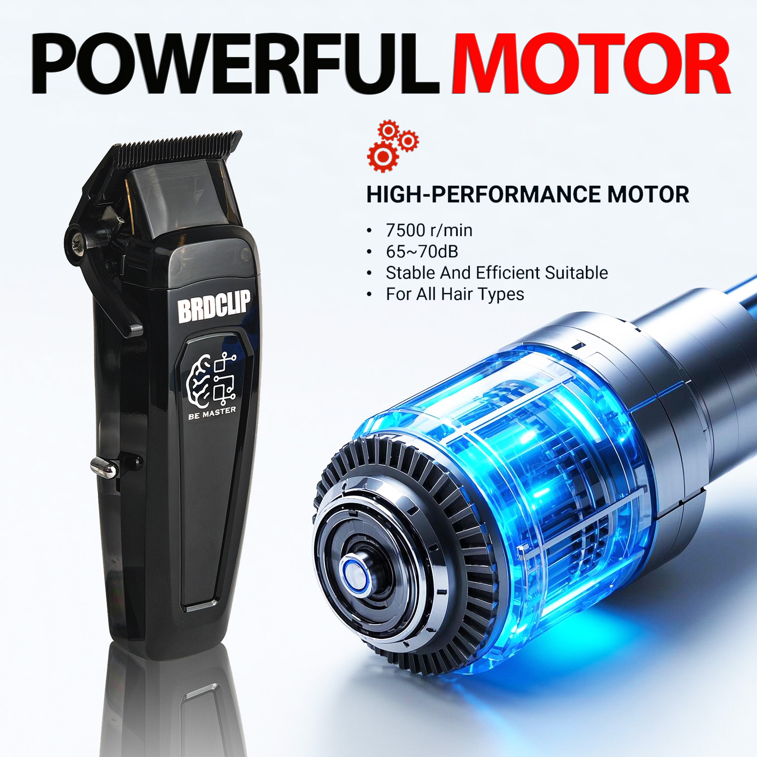 BRDCLIP Professionele Elektrische Tondeuse BRD 106 Tondeuse voor Man 7500 RPM met Basis 5-aangepast DLC Blade Kapper machine