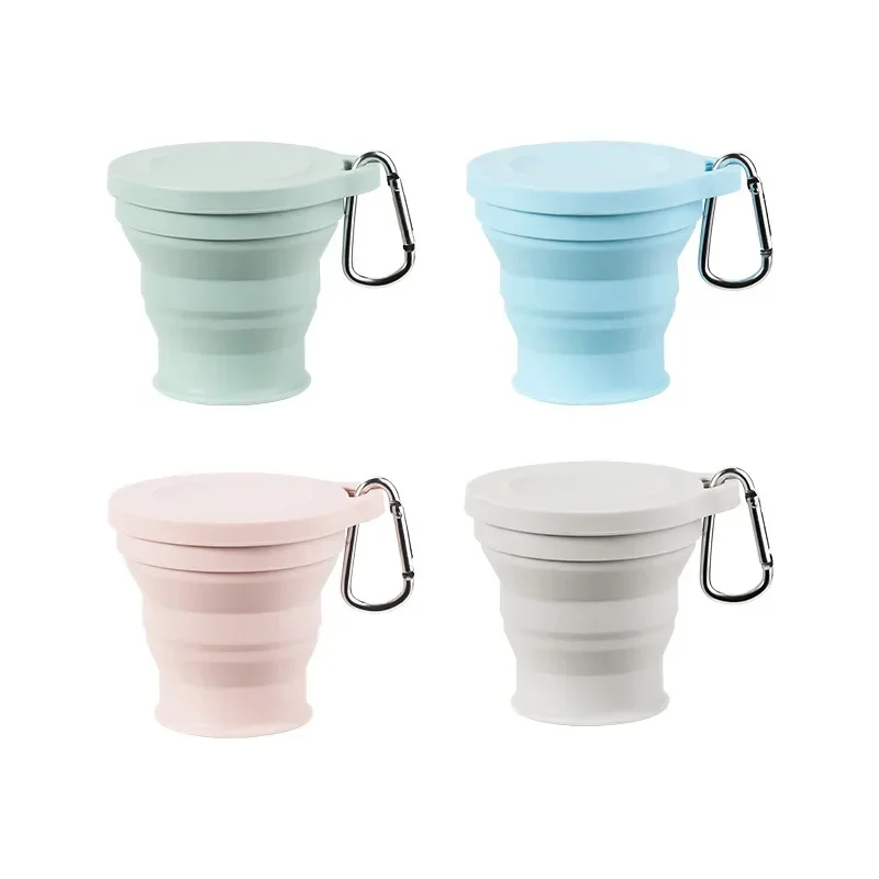 Tazza pieghevole in silicone per esterni con foro per appendere Tazza per acqua creativa Tazza per lavaggio portatile da viaggio Tazza in silicone da viaggio alla moda