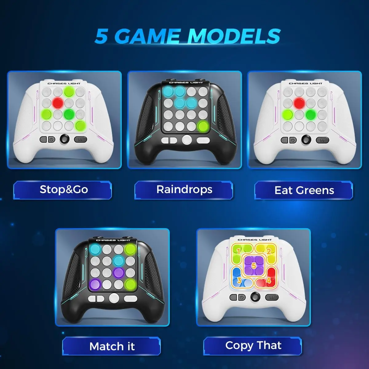 VATOS-Jouet de jeu Pop électrique pour enfants, 5 modes de jeu délibérément, contrôleur portable pour enfants de 6 ans et plus, 2x, Quick Push Fidget Game, déterminer