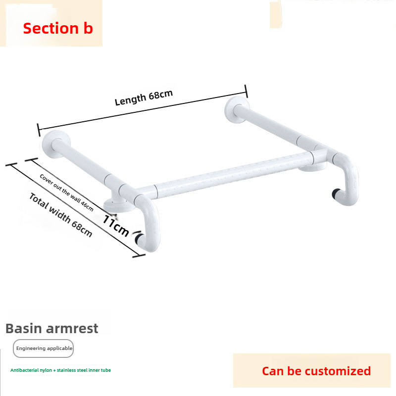 Stainless Steel Sink Support Frame Nightlight Wash Basin Handle Sturdy Countertop Guardrail Antibacterial Sink Support Arm