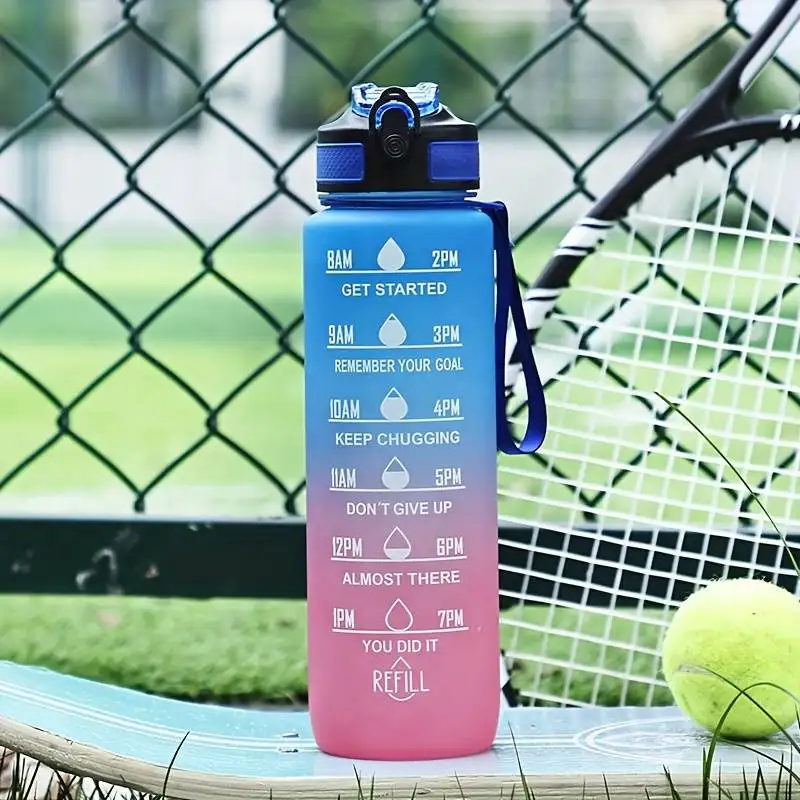 大容量アウトドアスポーツプラスチックカップ、グラデーションカラー、真空ノズル、スペースカップ、1000ml