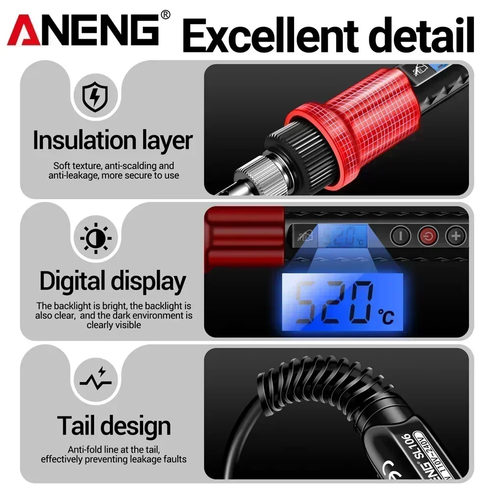 ANENG SL106 fers à souder électriques température réglable soudage Station de reprise de soudure crayon thermique pointe outils de réparation 110 V/220 V