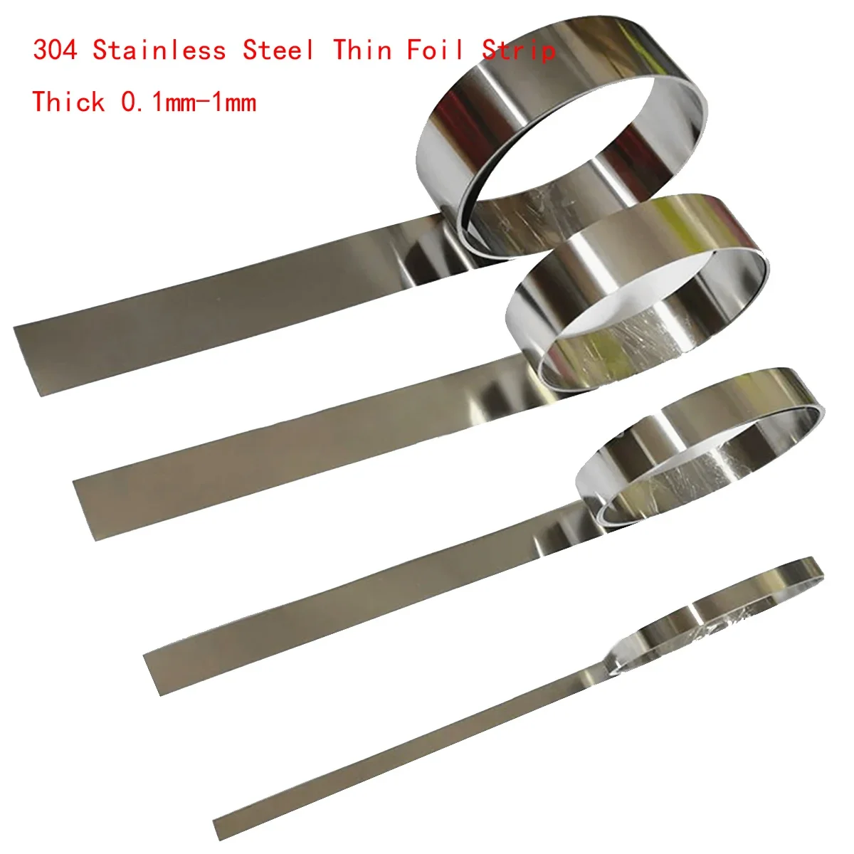 1 metro de espesor 0,1mm-1mm 304 tira de lámina de acero inoxidable placa de hoja ancho de Metal 10 20 30 40 50 100mm rollo de lámina de acero tira estrecha