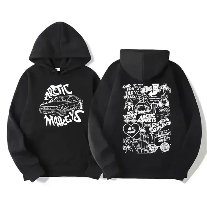 Moletom com capuz retro rock ártico macaco moletom com capuz com álbum de música patternHip Hop grande moletom com capuz retrô