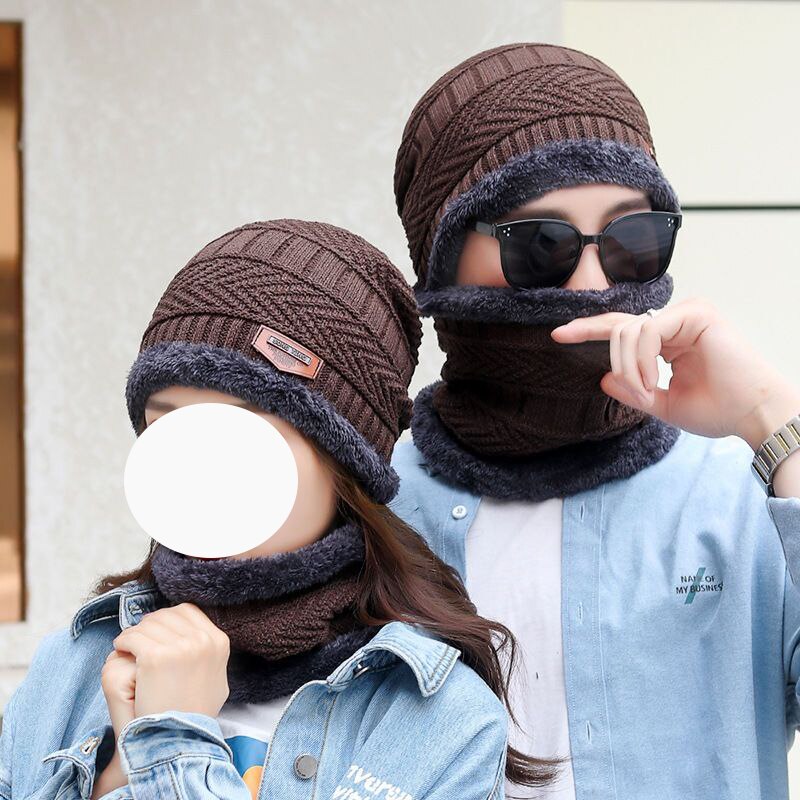 Mütze: Herren Winter gestrickte Woll mütze mit Stapel verdickte Wärme und kalte Radsport mütze Frauen Baumwoll mütze