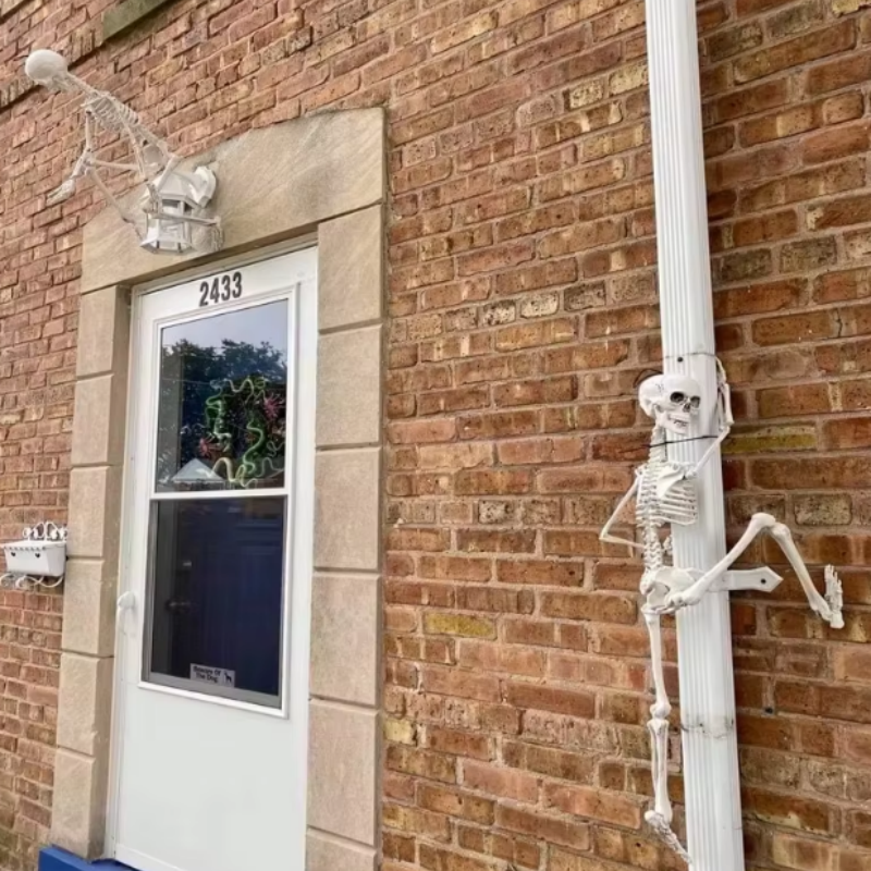 Skeleton Halloween Decorations 40cm Posable Funny Lifelike Plastic Skeletons for Haunted House Graveyard Scene Party Props Decor