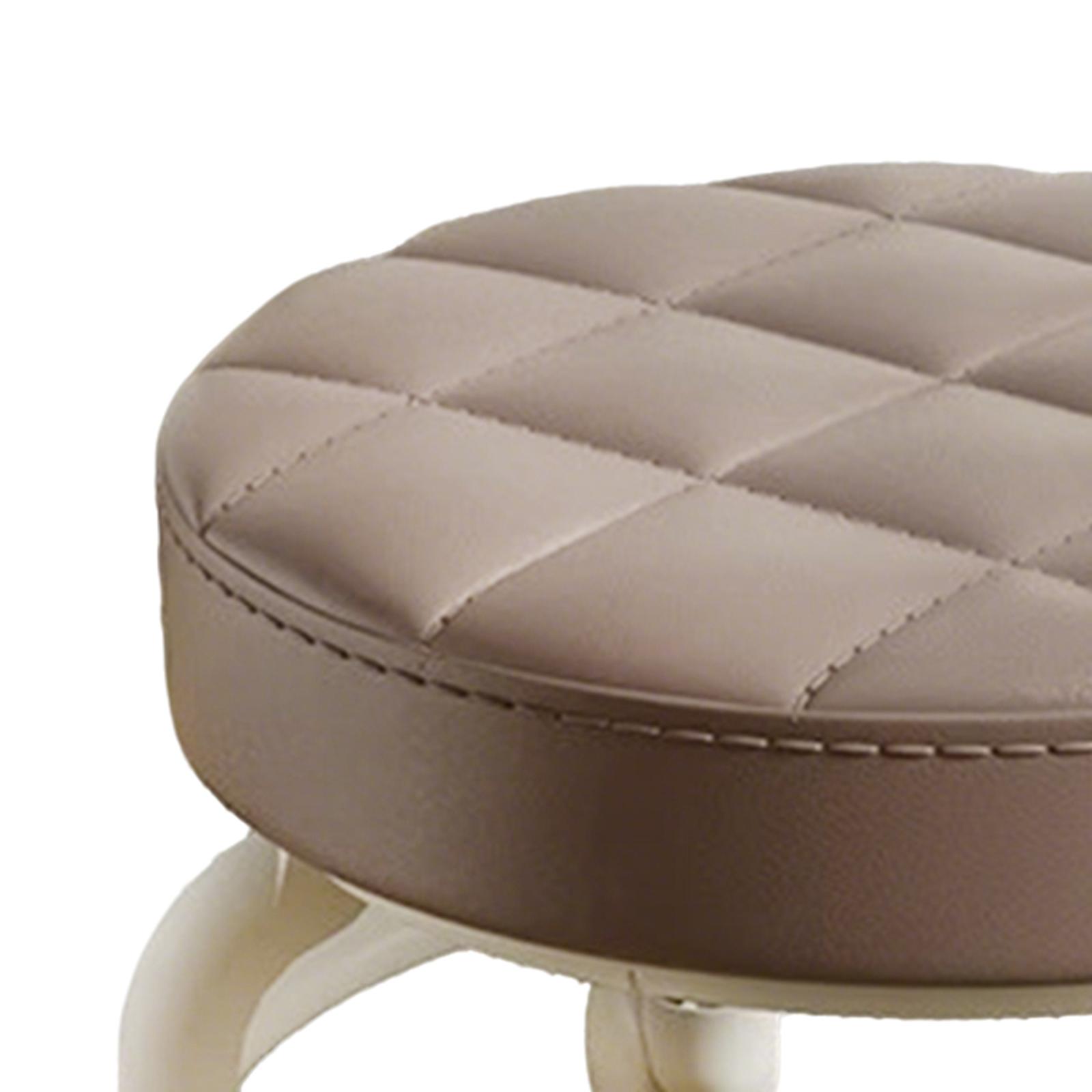 Low Rolling Stool 25x25x20cm round PU Leather Seat with Swivel Wheels Adjustable Height Kitchen Island Bar Seat