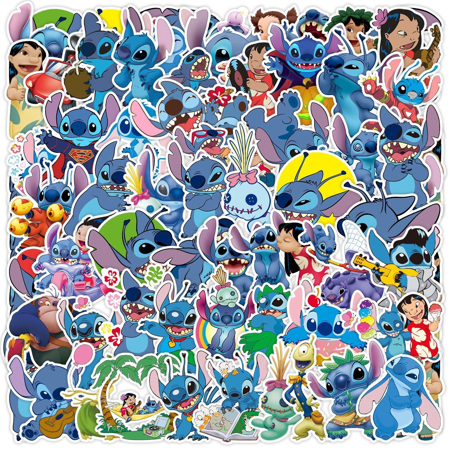 10/50/100pcs Cute Disney Cartoon Lilo Stitch Stickers DIY Diary Laptop Phone Luggage Skateboard Graffiti Decals Sticker Gift Toy