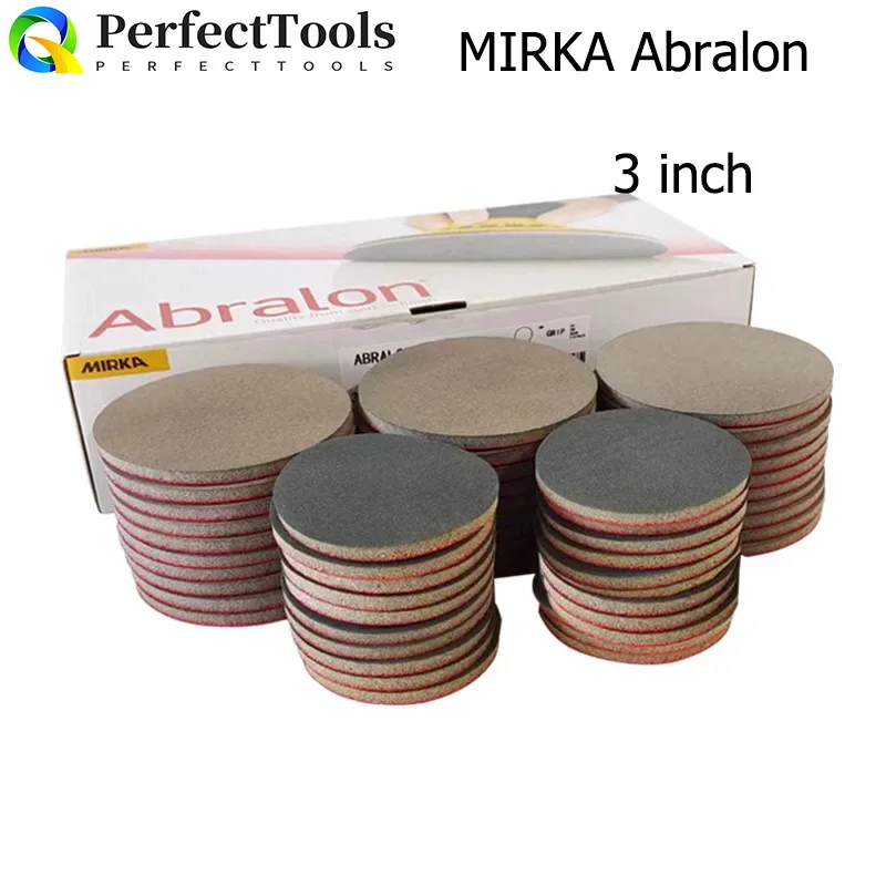 Mirka Abralon 3Inch Sponge Sandpaper Foam Backed Hook  Loop Polishing  Buffing Disc 75mm Grip Disc Flocking Sheets For Car