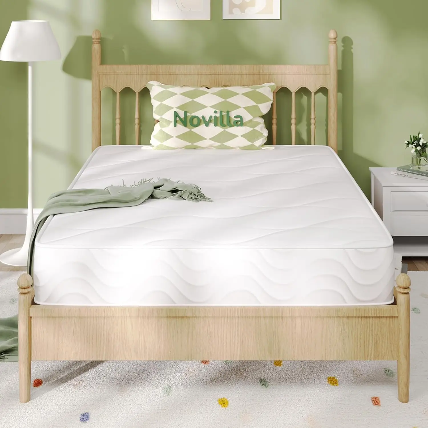 4FT6 Double Pocket Sprung Mattresses 8 Inch Medium Soft Spring Mattress with Breathable Sprung System, Cool Touch Oeko F