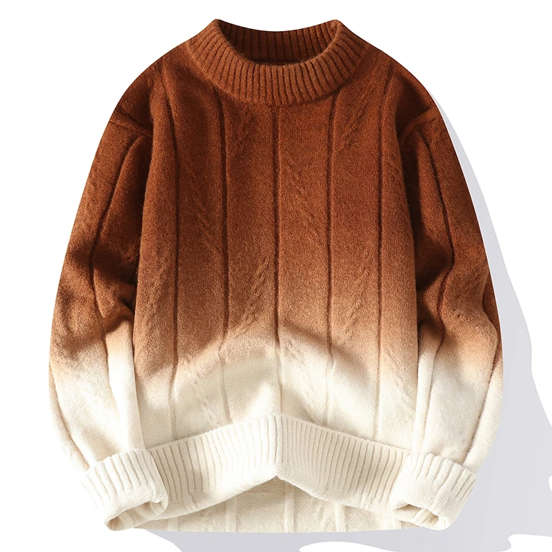 Farblich passende Strickpullover für Herren/Herren, lockerer Rundhals-Langarmpullover, hochwertiger Herrenpullover, 4XL-M