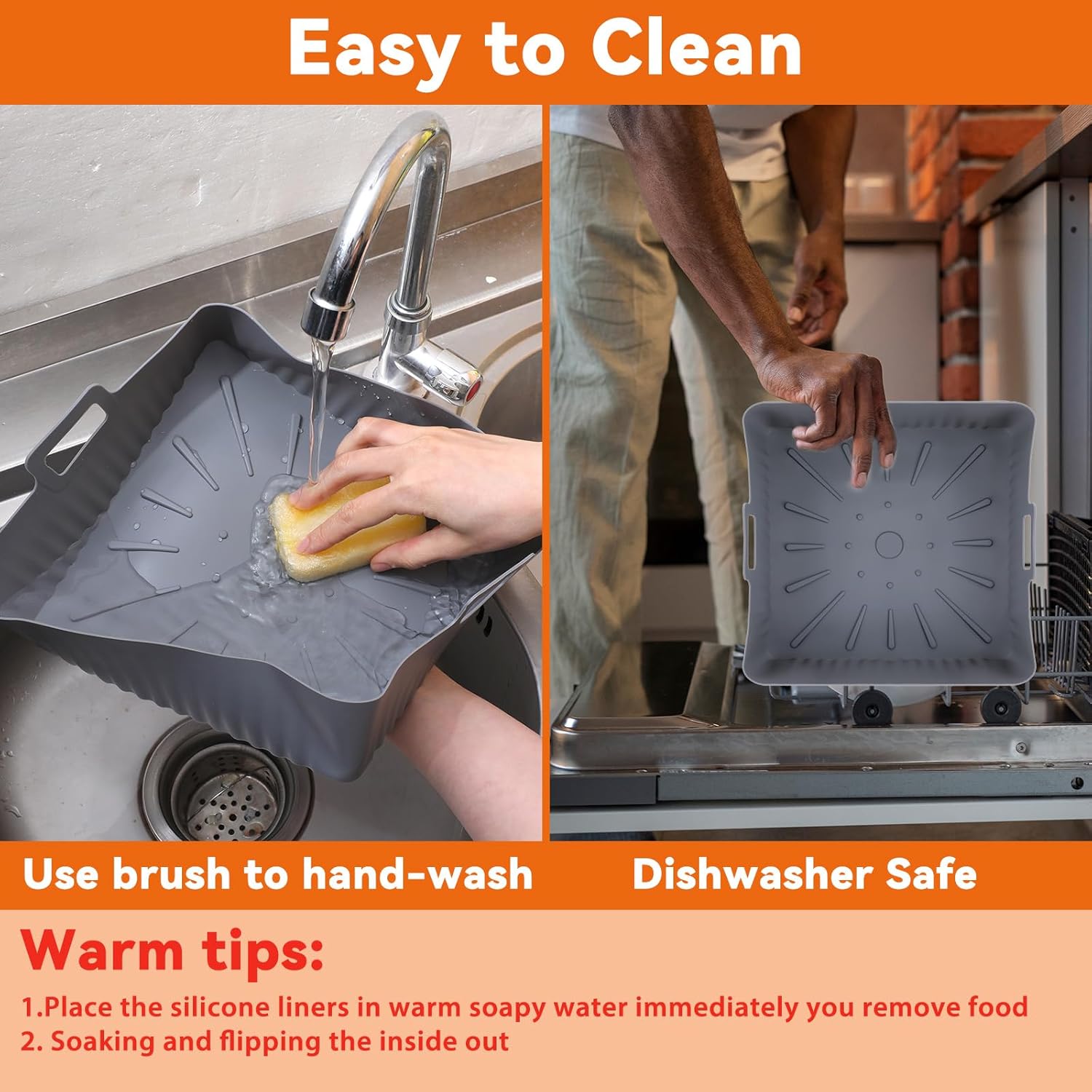 Molde cuadrado grande de silicona para freidora de aire, 23cm, 9 pulgadas, bandeja para freidora de aire de silicona reutilizable de 6 a 8 cuartos, cesta para freidora de aire Ninja