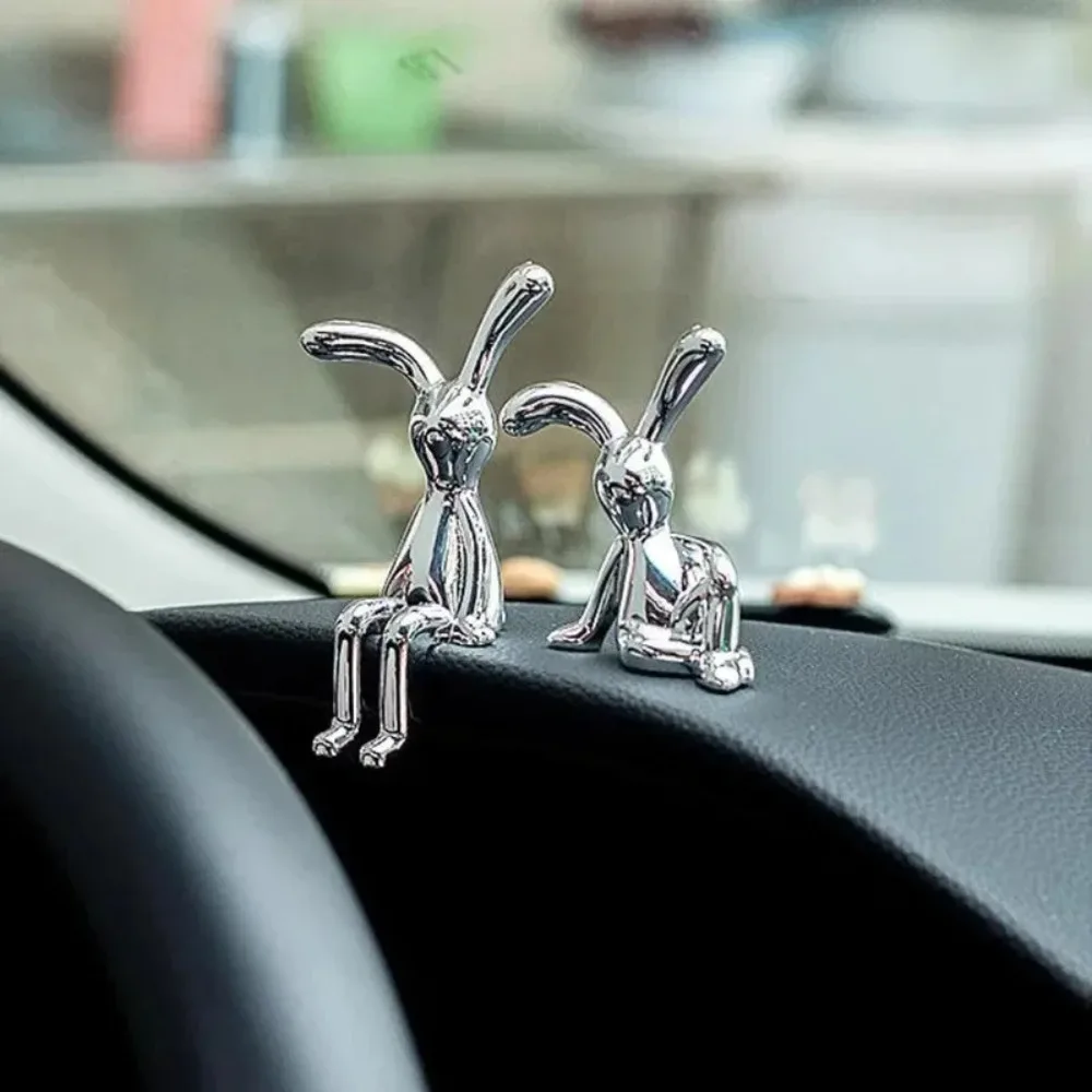 Conejo de orejas largas, adorno de conejo creativo, adorno de conejo 3D, decoración DIY, Interior del coche, decoración del hogar