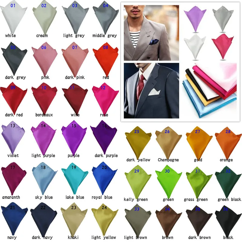 Luksusowa męska chusteczka jednokolorowa biała czarna czerwona Hankies poliester Hanky ​​biznesowy kieszonkowy kwadratowy ręcznik na klatkę piersiową 22*22CM